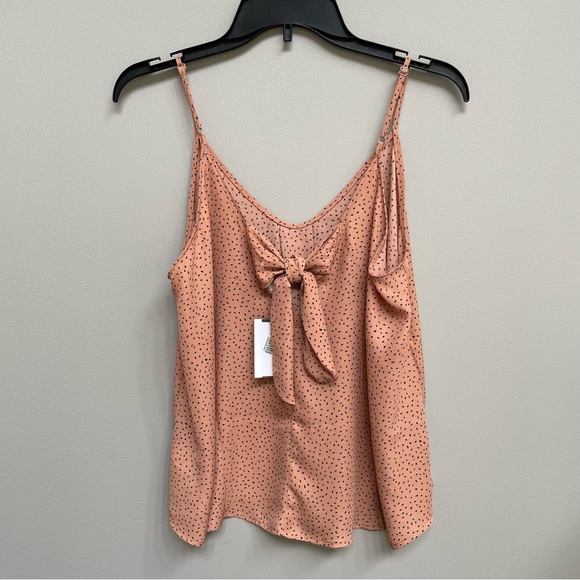 Lush Tops - LUSH Rust Dot Camisole Top with Adjustable Spaghetti Straps & Bow in Back-Size M